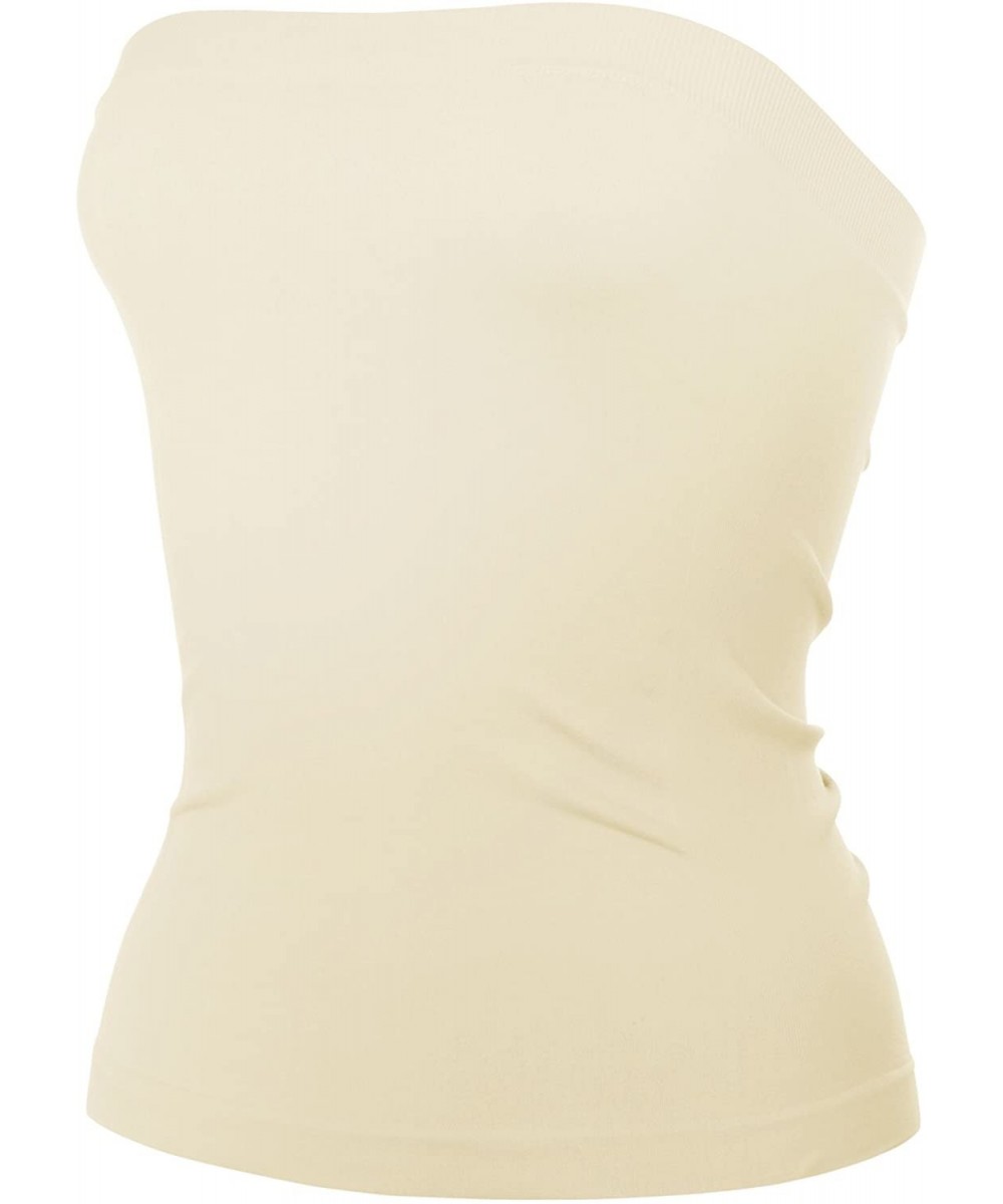 Shapewear Medium Length Ribbing Side Seamless Tube Top -Made in USA - Ivory - CD17YK9MI2U