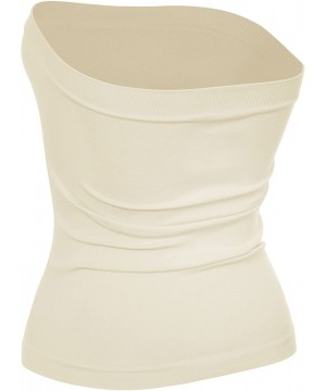 Shapewear Medium Length Ribbing Side Seamless Tube Top -Made in USA - Ivory - CD17YK9MI2U