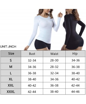 Thermal Underwear Womens Bamboo Slimming Undershirts for Tummy Waist and Bust Long Sleeves Thermal Underwear Round Neck - Nud...