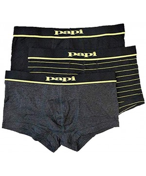 Trunks 3 Pack Underwear Brazilian Trunk Mens - Black/Yellow/Striped - CN18NQT9DXE