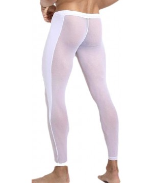 Thermal Underwear Mens Compression See-Through Casual Quick Dry Baselayer-Pants Legging - White - CB19DDAO0UN