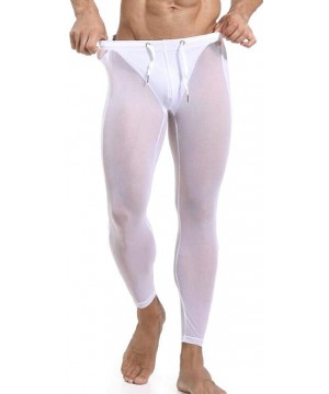 Thermal Underwear Mens Compression See-Through Casual Quick Dry Baselayer-Pants Legging - White - CB19DDAO0UN