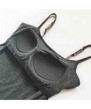 Camisoles & Tanks Modal Cotton Belt Chest pad Cup Integrated Vest Female Large Size Yoga Bottoming Camisole - Dark Gray - C41...