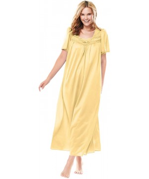 Nightgowns & Sleepshirts Women's Plus Size Long Silky Lace-Trim Gown Pajamas - Banana (0105) - CX197C8H8EA