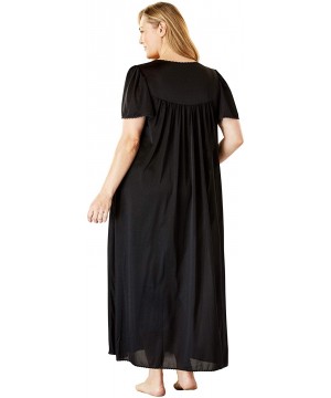 Nightgowns & Sleepshirts Women's Plus Size Long Silky Lace-Trim Gown Pajamas - Banana (0105) - CX197C8H8EA