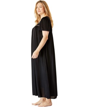 Nightgowns & Sleepshirts Women's Plus Size Long Silky Lace-Trim Gown Pajamas - Banana (0105) - CX197C8H8EA