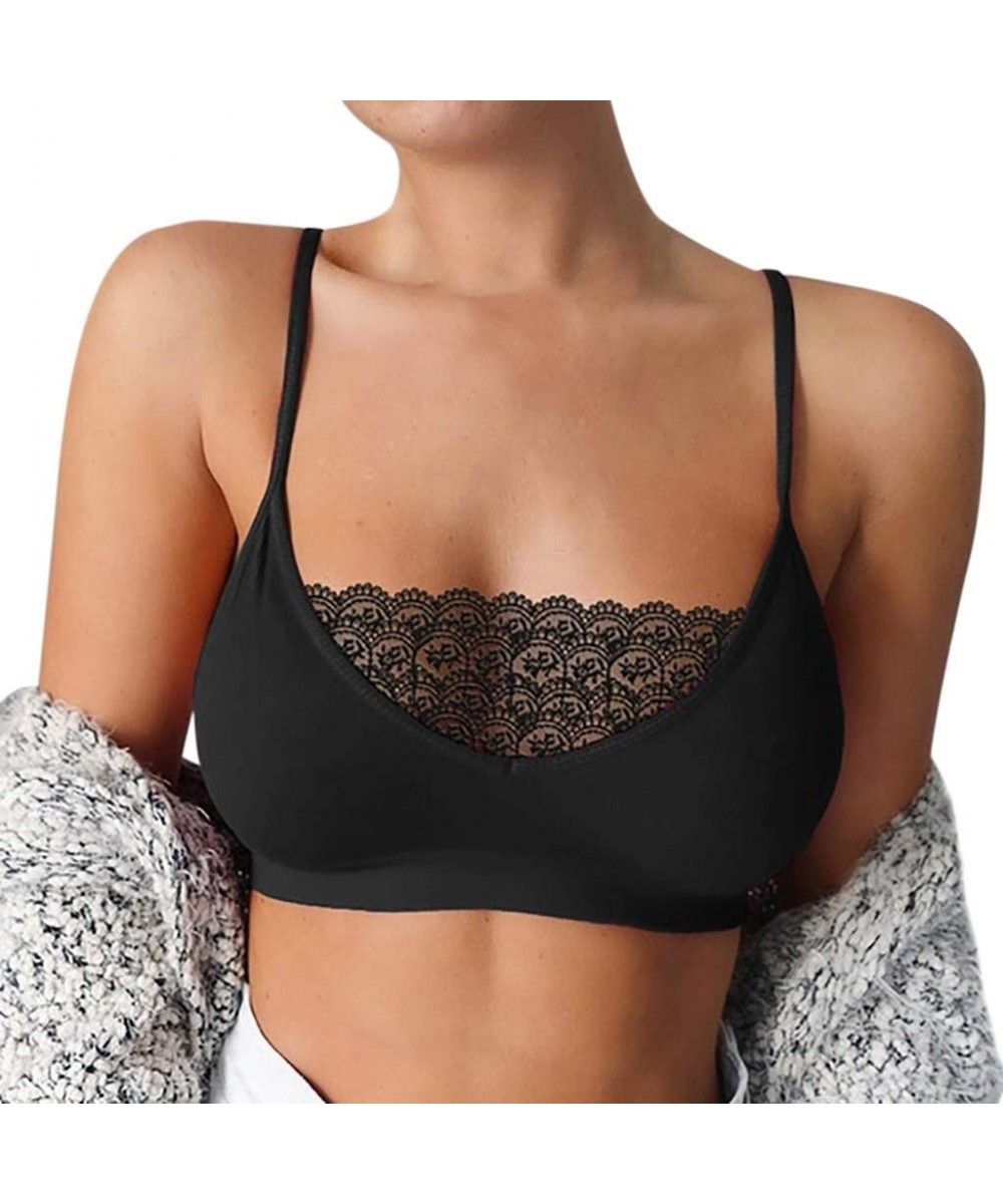 Camisoles & Tanks Sexy Women Camisole Summer Elastic Cage Bra Lace Tank Tops Bra Bustier - Black - CI19672QRS5