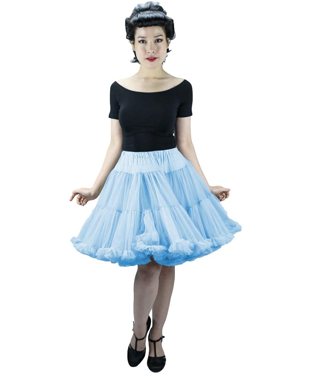 Slips Luxury Vintage Knee-Length Crinoline Jennifer Petticoat Skirt Pettiskirt- Adult Tutu for Rockabilly 50s - Light Blue - ...