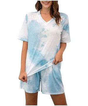 Sets Loungewear Sets for Women Clothing Lace Up Shorts Tie Dye Short Sleeve Tops Pajamas Set Sleepwear Outfit 2 Pieces Green ...