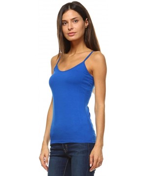 Camisoles & Tanks Women's Camisole 3-Pack Basic Cami Tanks Spaghetti Strap Super Tight Fit Solid Various Colors - Royal Blue ...