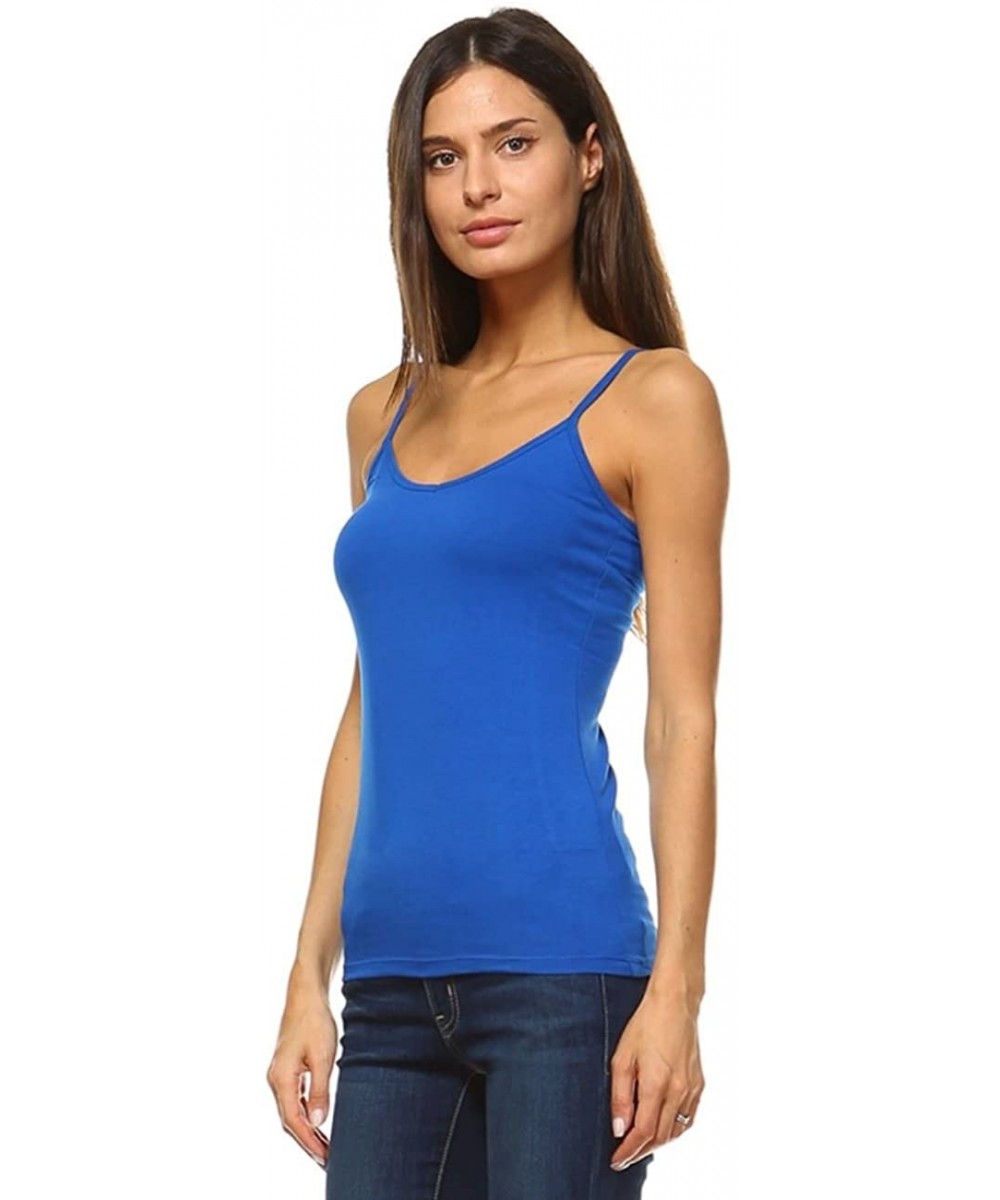 Camisoles & Tanks Women's Camisole 3-Pack Basic Cami Tanks Spaghetti Strap Super Tight Fit Solid Various Colors - Royal Blue ...