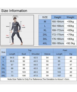 Thermal Underwear Mens Thermal Underwear Set Winter Base Layer Top and Bottom Suit Fleece Lined Long Johns - Black - C8192KS9IKD