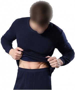 Thermal Underwear Mens Thermal Underwear Set Winter Base Layer Top and Bottom Suit Fleece Lined Long Johns - Black - C8192KS9IKD