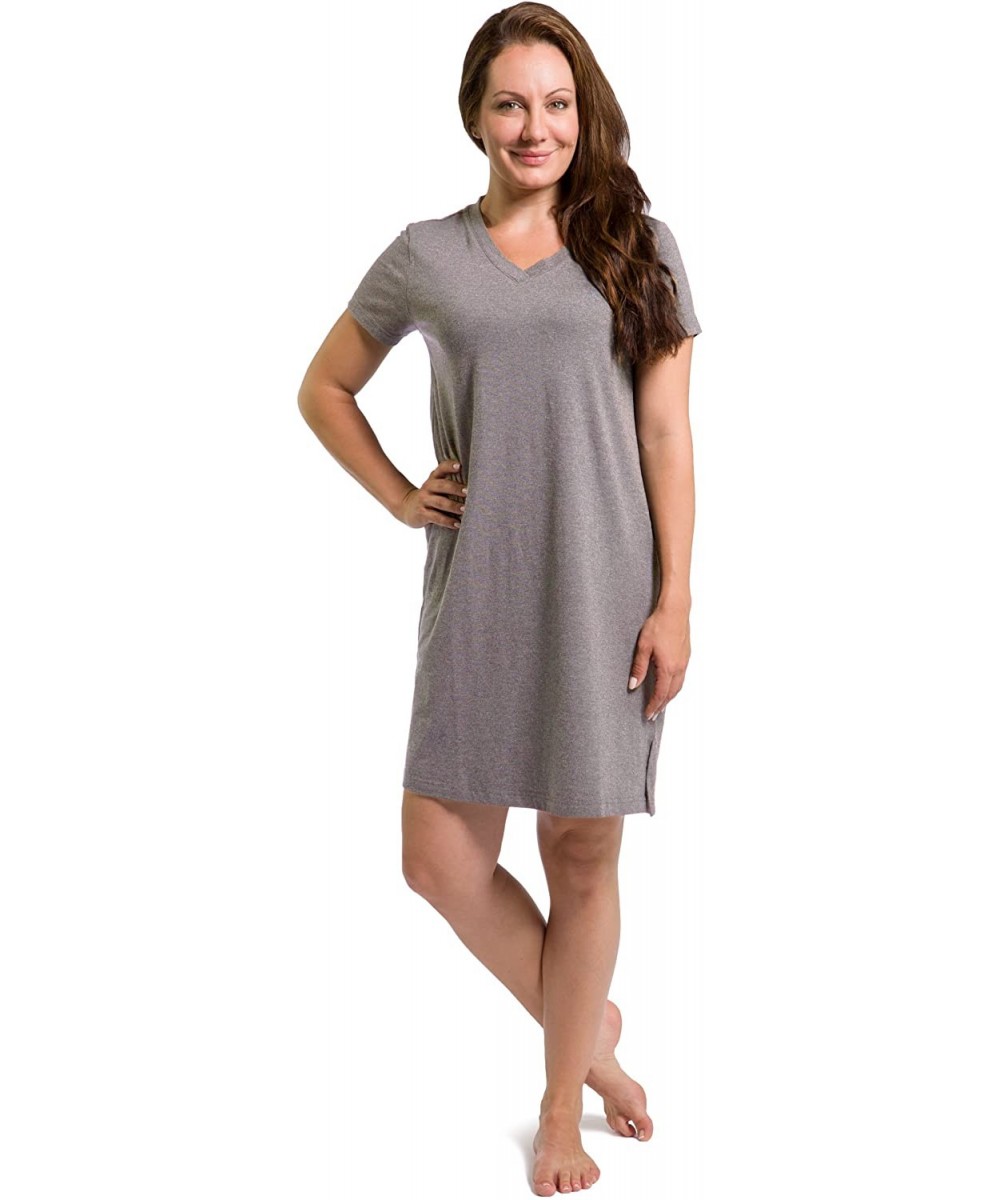 Nightgowns & Sleepshirts Women's Tranquil Dreams V-Neck Sleep Shirt - Light Gray - CW12MZ4FIPN