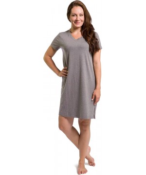 Nightgowns & Sleepshirts Women's Tranquil Dreams V-Neck Sleep Shirt - Light Gray - CW12MZ4FIPN