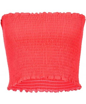 Camisoles & Tanks Women Strapless Elastic Boob Bandeau Tube Tops Bra Lingerie Breast Wrap - Watermelon Red - C918HMLH6GY