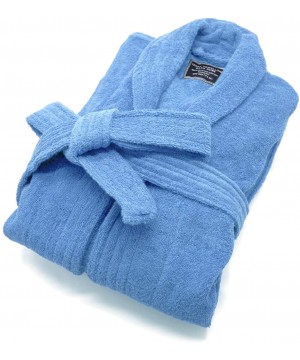 Robes 100% Cotton Terry Bath Robe- Men and Women-Soft & Warm Fleece Home Bathrobe- Sleepwear Loungewear- One Size Fits All - ...