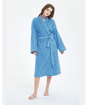 Robes 100% Cotton Terry Bath Robe- Men and Women-Soft & Warm Fleece Home Bathrobe- Sleepwear Loungewear- One Size Fits All - ...