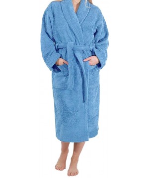 Robes 100% Cotton Terry Bath Robe- Men and Women-Soft & Warm Fleece Home Bathrobe- Sleepwear Loungewear- One Size Fits All - ...