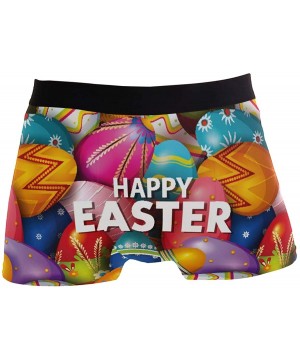 Boxer Briefs Happy Easter Colorful Eggs Boxer Briefs Men's Underwear Boys Stretch Breathable Low Rise Trunks S - CV18QI6QO4E