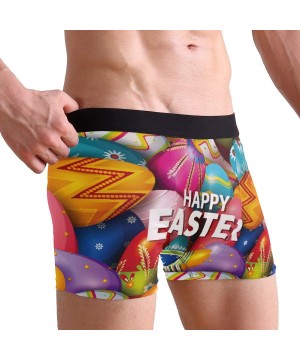 Boxer Briefs Happy Easter Colorful Eggs Boxer Briefs Men's Underwear Boys Stretch Breathable Low Rise Trunks S - CV18QI6QO4E