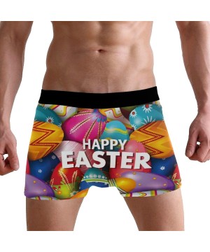 Boxer Briefs Happy Easter Colorful Eggs Boxer Briefs Men's Underwear Boys Stretch Breathable Low Rise Trunks S - CV18QI6QO4E