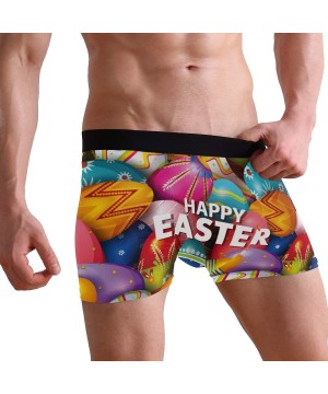 Boxer Briefs Happy Easter Colorful Eggs Boxer Briefs Men's Underwear Boys Stretch Breathable Low Rise Trunks S - CV18QI6QO4E