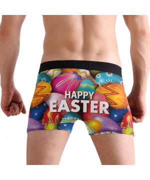 Boxer Briefs Happy Easter Colorful Eggs Boxer Briefs Men's Underwear Boys Stretch Breathable Low Rise Trunks S - CV18QI6QO4E