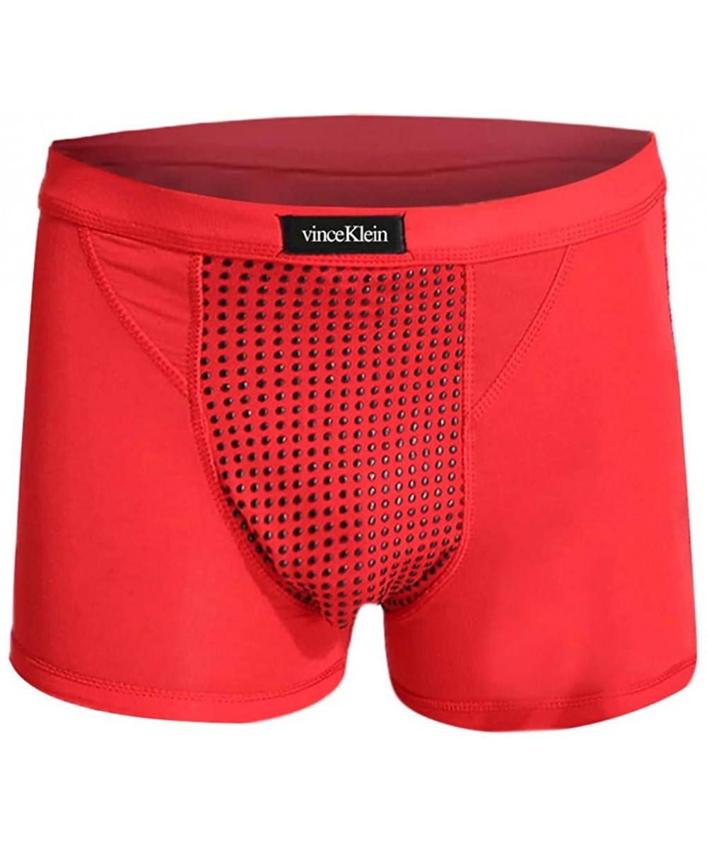 Boxer Briefs Sports Underwear Mens Fashion New Energy Underpants Health Therapy Boxers Briefs with 36 Magnets Red - C018X68CN6G