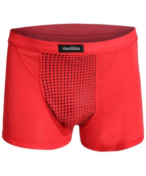 Boxer Briefs Sports Underwear Mens Fashion New Energy Underpants Health Therapy Boxers Briefs with 36 Magnets Red - C018X68CN6G