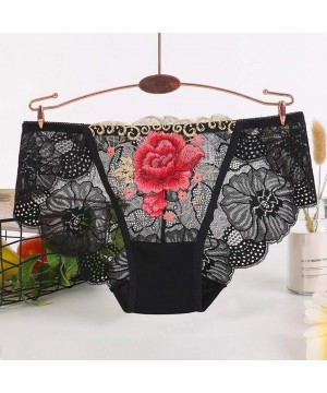 Robes Women's Sexy Lingerie Lace Open Thong Panties G-Pants Lingerie Pajamas - Black - CE194TLYN34