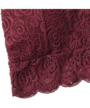 Camisoles & Tanks Women Floral Lace Bralette Bandeau Crop Tube Tops Padded Spaghetti Straps - Wine Red - CL1984XZ692