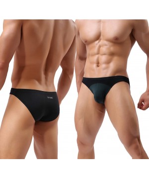 Briefs Mens Color Wide Belt Soft Briefs Fashion Sexy Small Mesh Underwear - Black & Green & Navyblue - CW18CC2YLDH