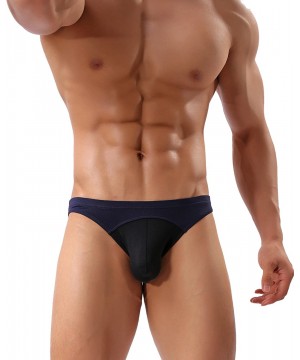 Briefs Mens Color Wide Belt Soft Briefs Fashion Sexy Small Mesh Underwear - Black & Green & Navyblue - CW18CC2YLDH