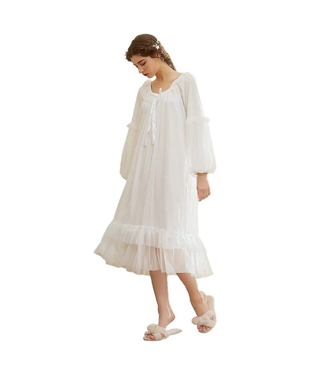 Nightgowns & Sleepshirts 100% Cotton Long Sleeve Nightdress for Women Victorian Nightgown Women Pajamas Sleep Shirt Nightwear...