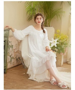 Nightgowns & Sleepshirts 100% Cotton Long Sleeve Nightdress for Women Victorian Nightgown Women Pajamas Sleep Shirt Nightwear...