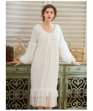 Nightgowns & Sleepshirts 100% Cotton Long Sleeve Nightdress for Women Victorian Nightgown Women Pajamas Sleep Shirt Nightwear...