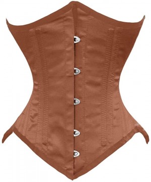 Bustiers & Corsets Heavy Duty 26 Double Steel Boned Waist Training Satin Underbust Tight Shaper Corset 8033-SA - Brown - CT17...