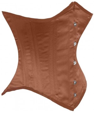 Bustiers & Corsets Heavy Duty 26 Double Steel Boned Waist Training Satin Underbust Tight Shaper Corset 8033-SA - Brown - CT17...