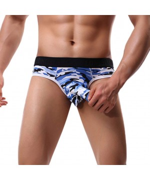 Boxers Men's Underwear Mens Sexy Elephant Bulge Pouch Boxer Briefs Camouflage Print Underpants Knickers - Blue - CN18MEX5NNM