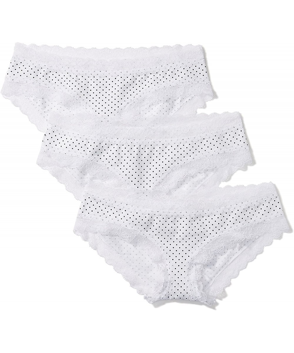 Panties Women's Hipster Brief Panty Multipack - 3-pack White/Dots - C9186U4OZSY