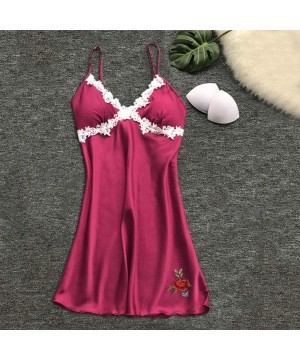 Panties Women Sexy Lace Lingerie Loose Thin Nightwear Babydoll Solid Soft Sleepwear Dress 2PC Set - X-h - CP18S796LGG