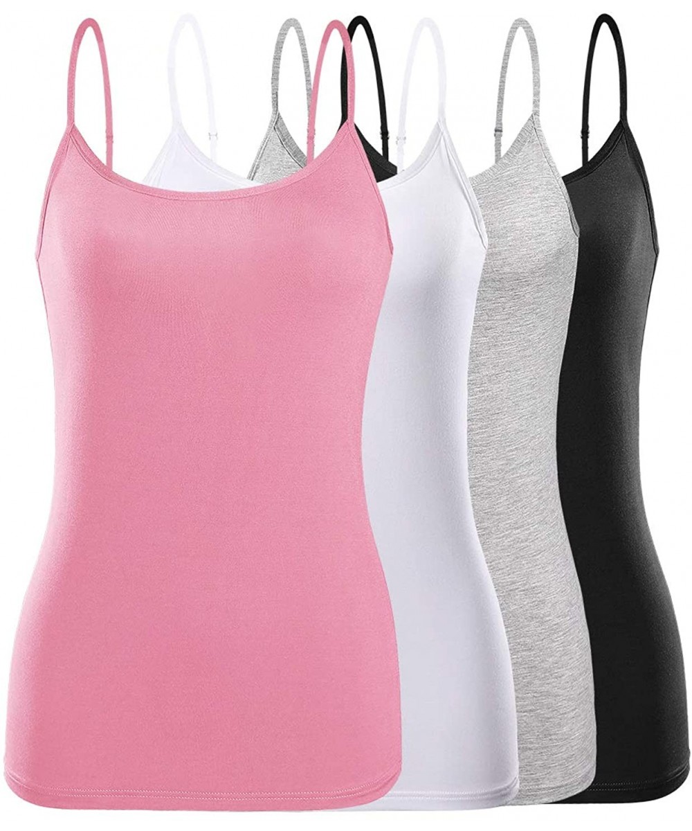 Camisoles & Tanks Basic Camisole for Women Cami Tanks Adjustable Spaghetti Strap Tank Tops - Black White Grey Pink - CX18YK2XLQW