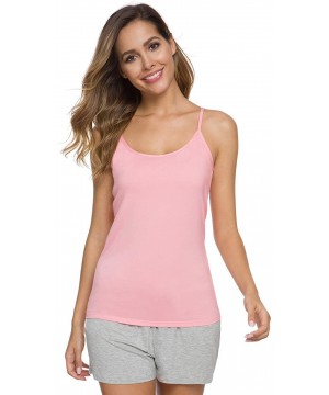 Camisoles & Tanks Basic Camisole for Women Cami Tanks Adjustable Spaghetti Strap Tank Tops - Black White Grey Pink - CX18YK2XLQW