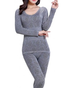 Thermal Underwear Women Thermal Underwear Set for Winter Lace Long Johns Women Shaped Sets - Purple - CK1935ZE3A9