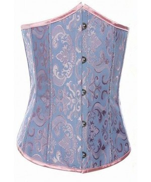 Bustiers & Corsets Brocade Underbust Waist Training Corset Lace up Back Body Shaper - 11013blue - CF11OVUUWH3