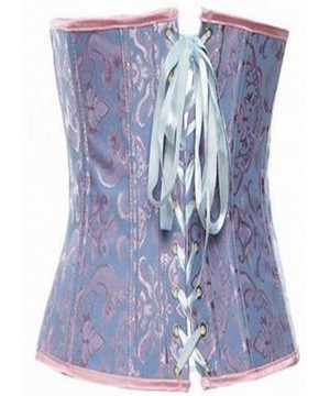 Bustiers & Corsets Brocade Underbust Waist Training Corset Lace up Back Body Shaper - 11013blue - CF11OVUUWH3