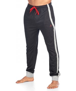 Sleep Bottoms Men's Cotton Knit Jogger Lounge Pants - Color Block Stripe Charcoal Heather - CH18C0M0R8Y