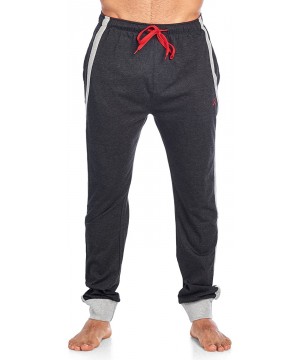 Sleep Bottoms Men's Cotton Knit Jogger Lounge Pants - Color Block Stripe Charcoal Heather - CH18C0M0R8Y