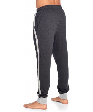 Sleep Bottoms Men's Cotton Knit Jogger Lounge Pants - Color Block Stripe Charcoal Heather - CH18C0M0R8Y